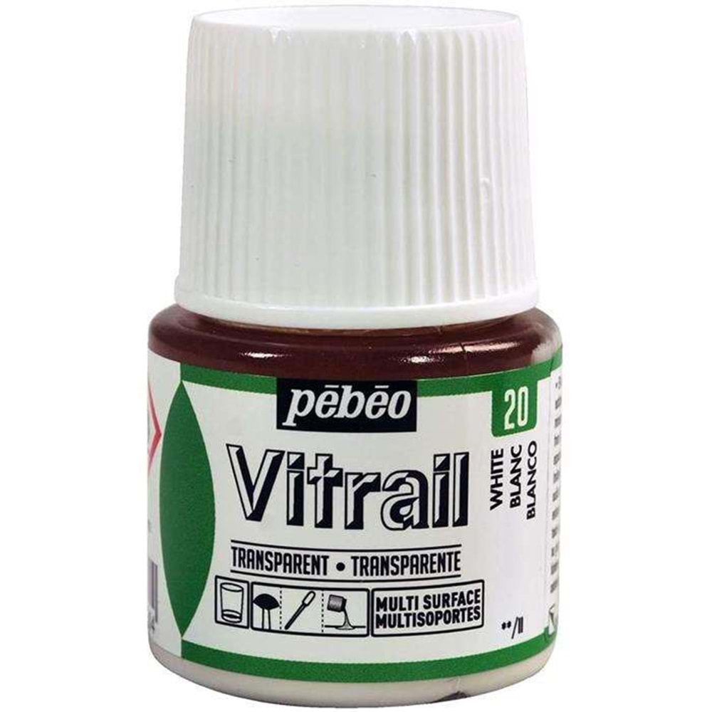 Pebeo Vitrail Solvent Bazlı Transparan Cam Boyası 45ml White 20