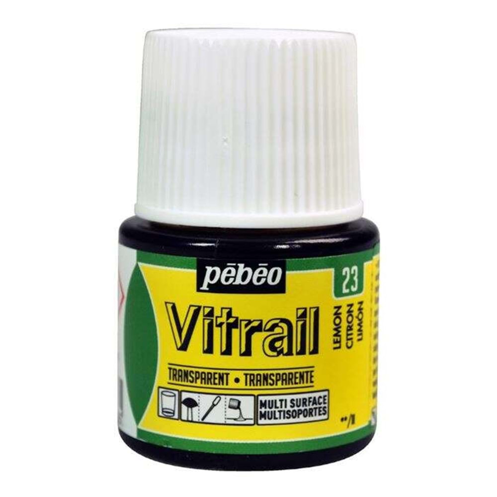 Pebeo Vitrail Solvent Bazlı Transparan Cam Boyası 45ml Lemon 23