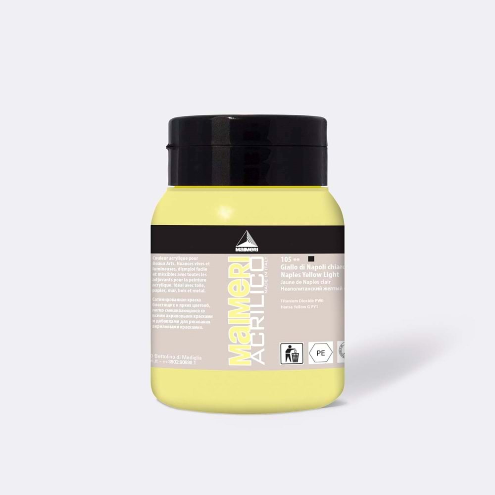 Maimeri Acrilico Akrilik Boya 500ml No: 105 Naples Yellow Light