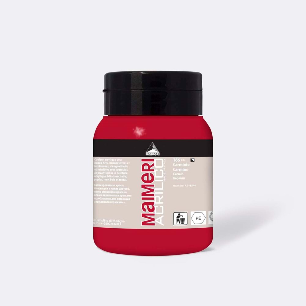 Maimeri Acrilico Akrilik Boya 500ml No: 166 Karmin