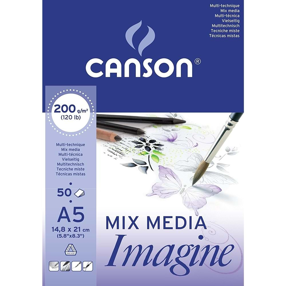 Canson Mix Media Imagine Resim Defteri A5 200 g 50 Yaprak N:6009