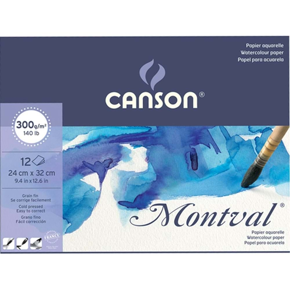 Canson Montval Sulu Boya Blok 24x32 cm 300 g 12 Yaprak