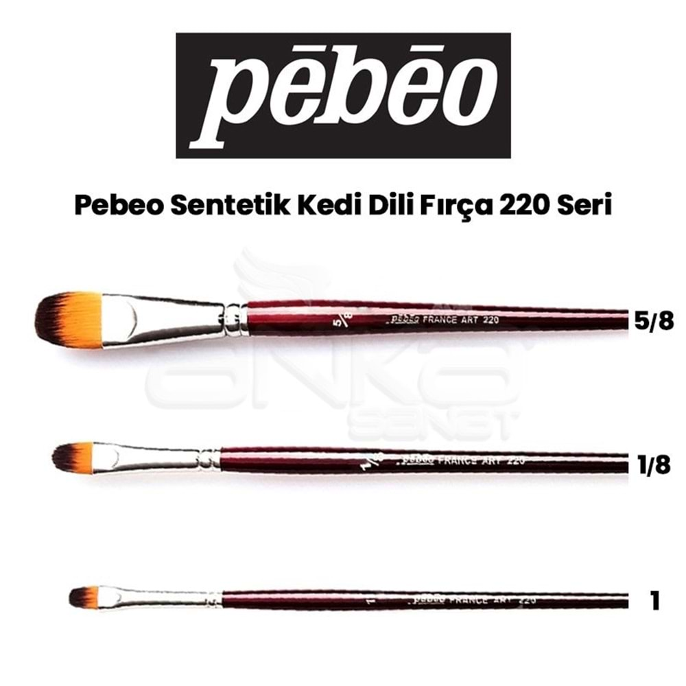 Pebeo 220 Seri Kedi Dili Fırça Kısa Sap No: 1/4