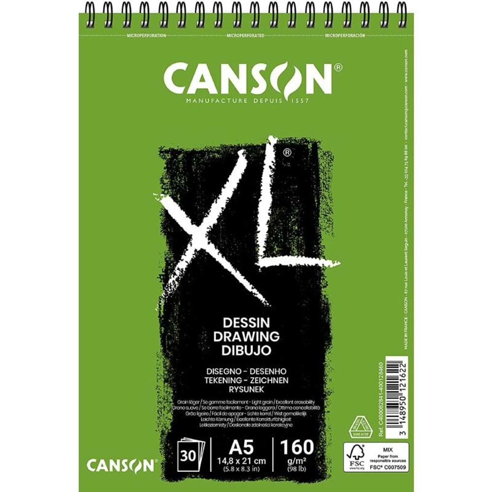 Canson XL Dessin Spiralli Çizim Blok A5 160 g 30 Yaprak