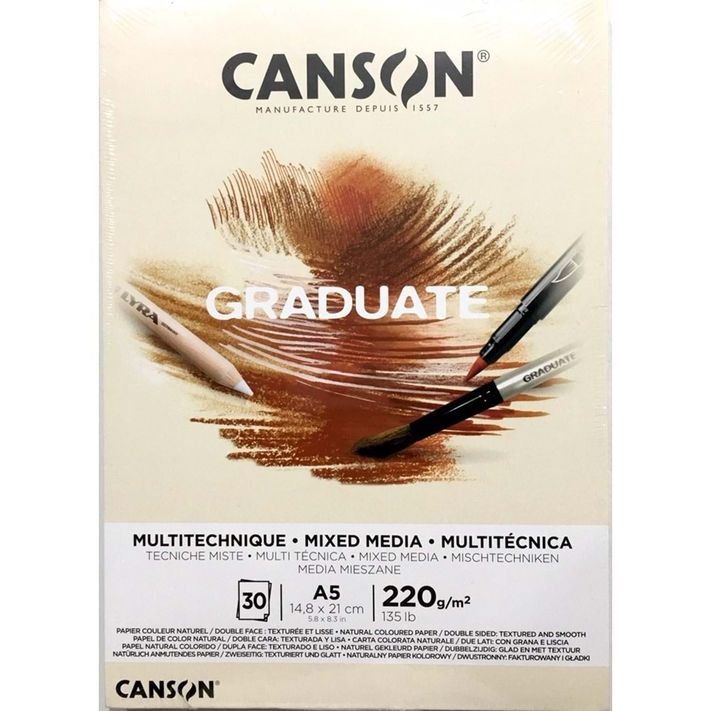 Canson Graduate Mixed Media A5 220 g 30 Yaprak