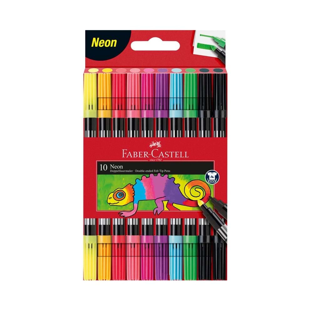 Faber-Castell Çift Taraflı Keçeli Kalem Seti 10'lu Neon Renkler