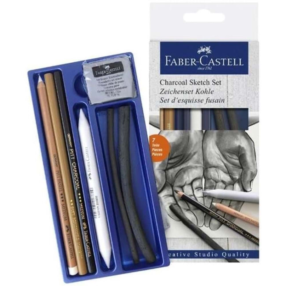 Faber Castell Charcoal Sketch Set Kömür Eskiz Seti 7’li