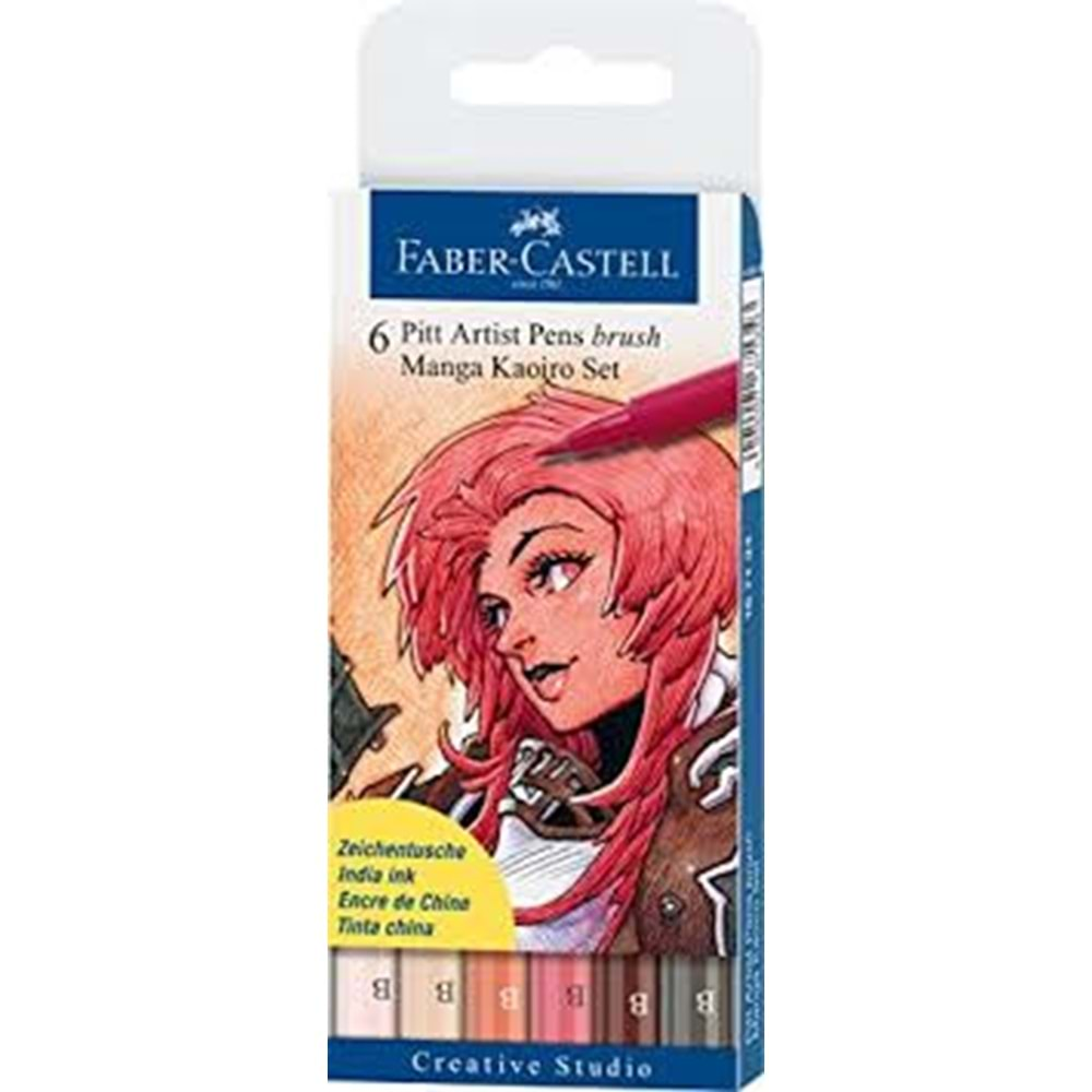 Faber Castell 6 Pitt Artist Pen Fırça Uçlu Manga Çizim Seti KAOIRO 167134