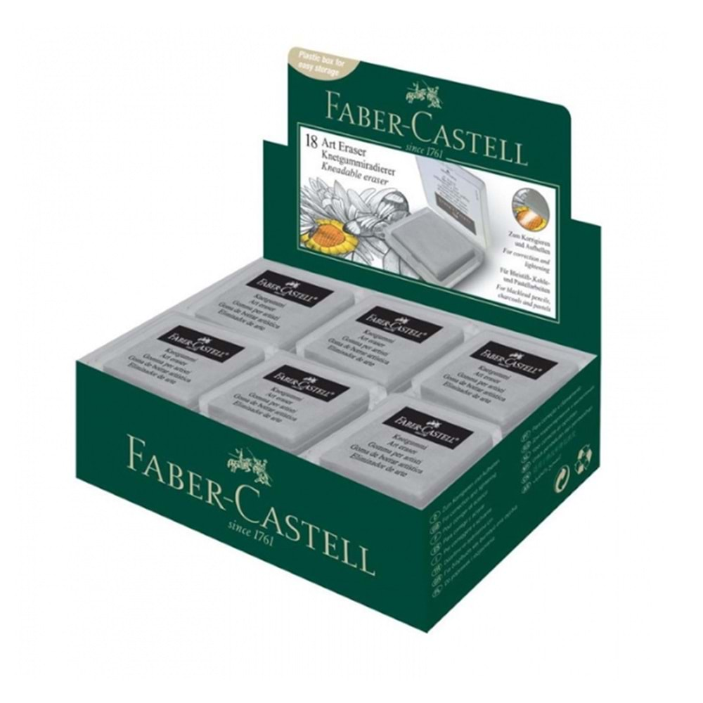 Faber-Castell Plastik Kutulu Gri Hamur Silgi 18'li