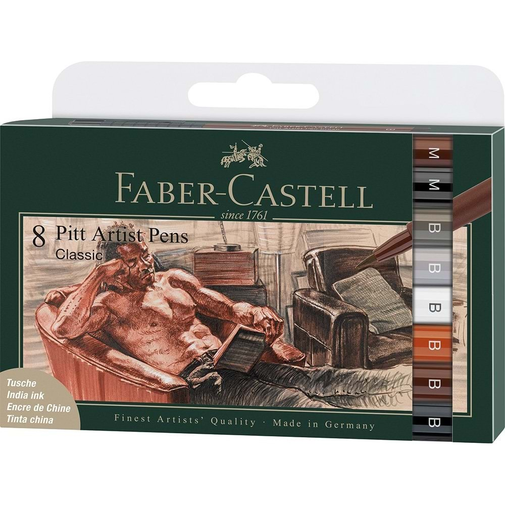 Faber-Castell Pitt Artist Pen Fırça Uç 8'li, Klasik 167172