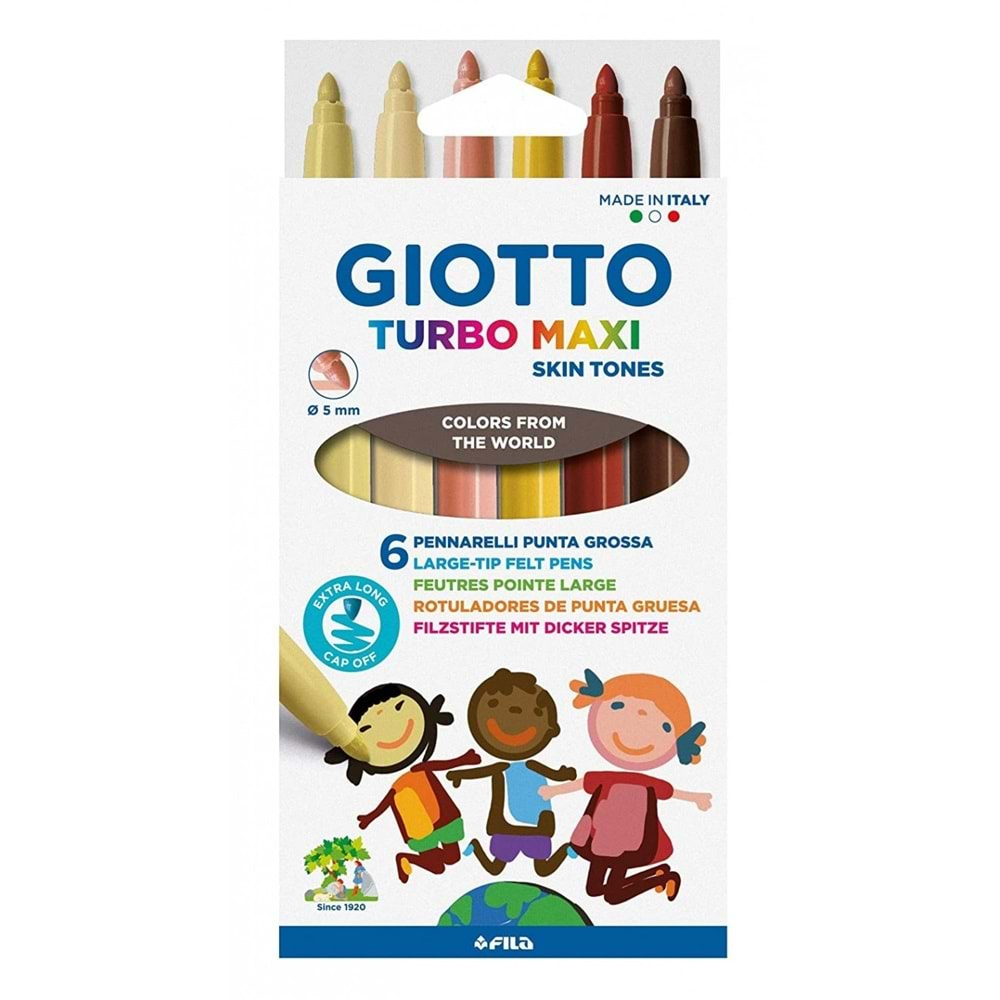 Giotto Turbo Maxi Skin Tones Kalın Uçlu Keçeli Kalem 6'lı Ten Tonları