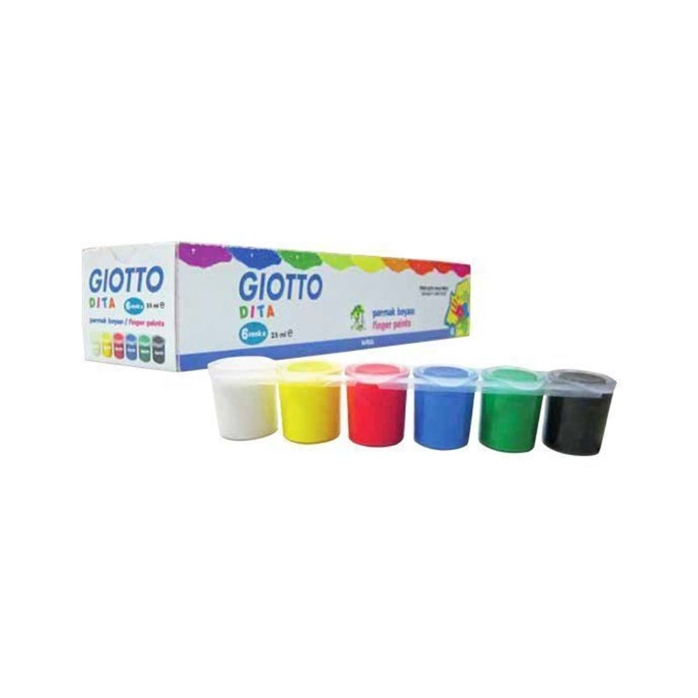 Giotto Parmak Boya 25ml 6Lı Beyaz-Sarı-Kırmızı-Mavi-Yeşil-Siyah