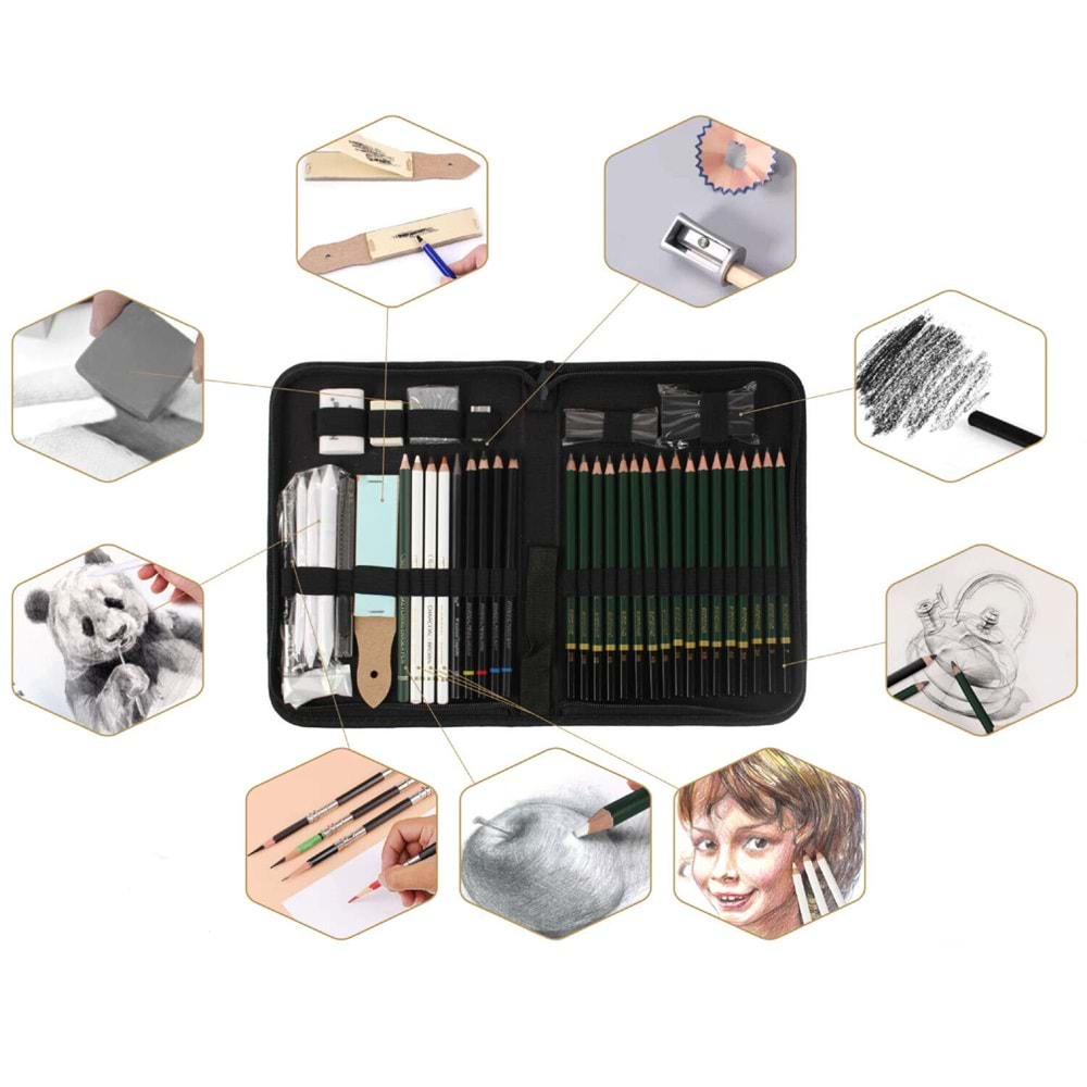 Keep Smiling Karakalem Eskiz Seti 42 Parça SMTZ-0042