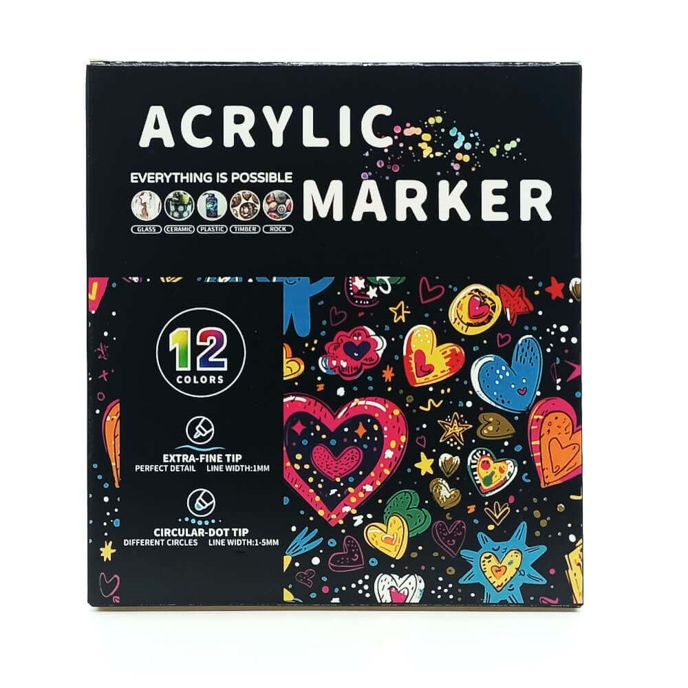 Keep Smiling Çift Taraflı Akrilik Marker Kalem Seti 12'li