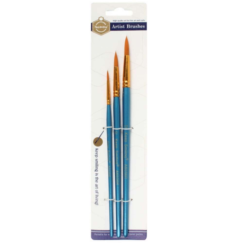 Keep Smiling Sentetik Sivri Uç Fırça Seti 3'lü A6038R