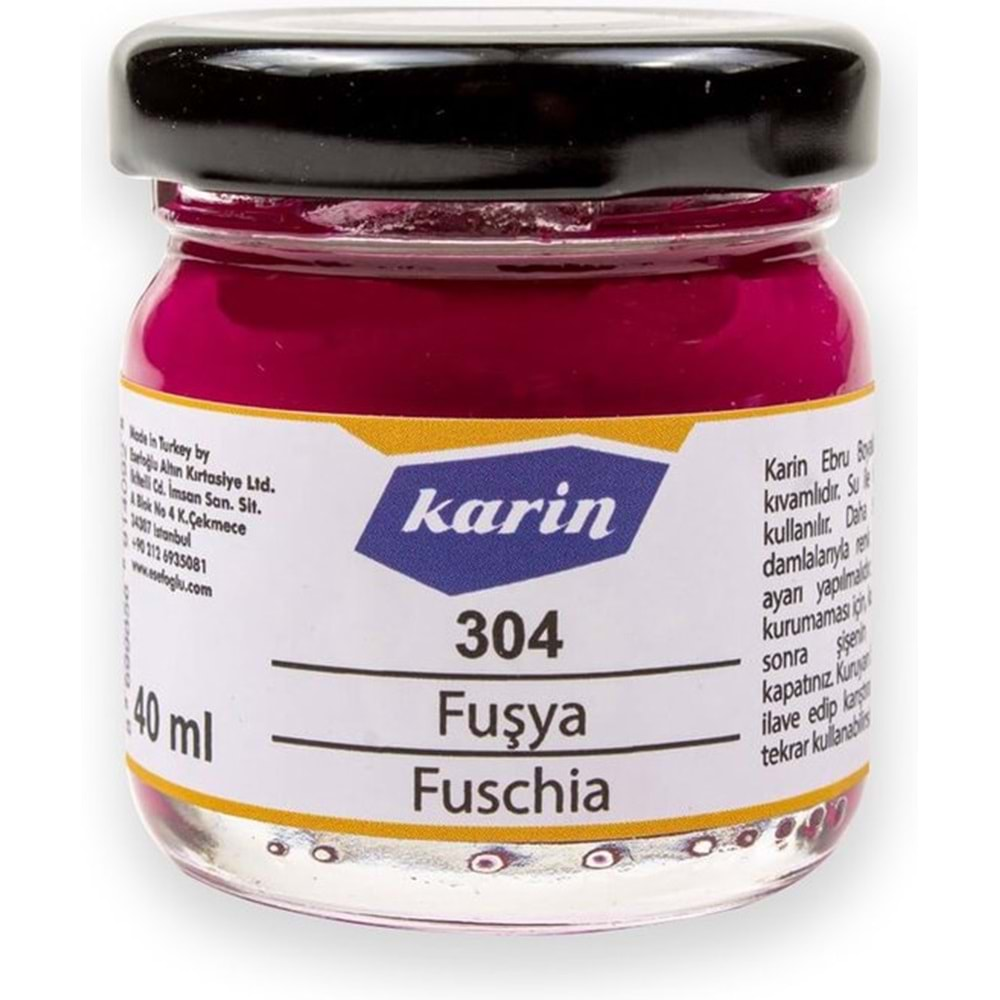 Karin Geleneksel Ebru Boyası 304 Fuşya 40 Ml