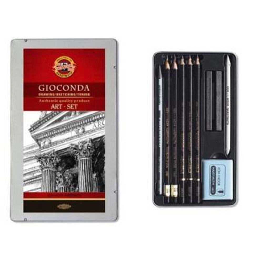 Koh-i Noor Gioconda Art Set 10 Parça Karakalem Resim Seti Metal Kutu