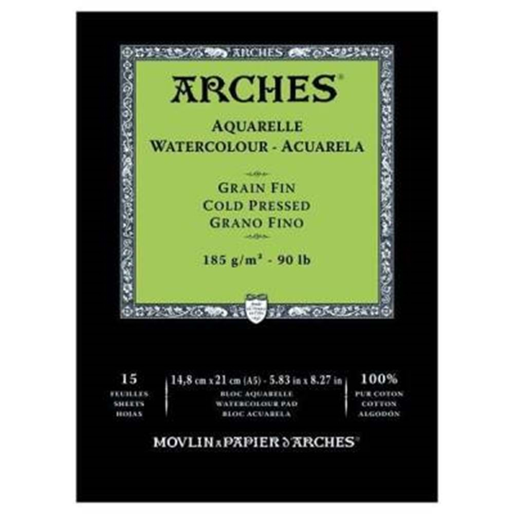 Arches Suluboya Defteri Cold Press Natural White 185 gr A5 15 Sayfa