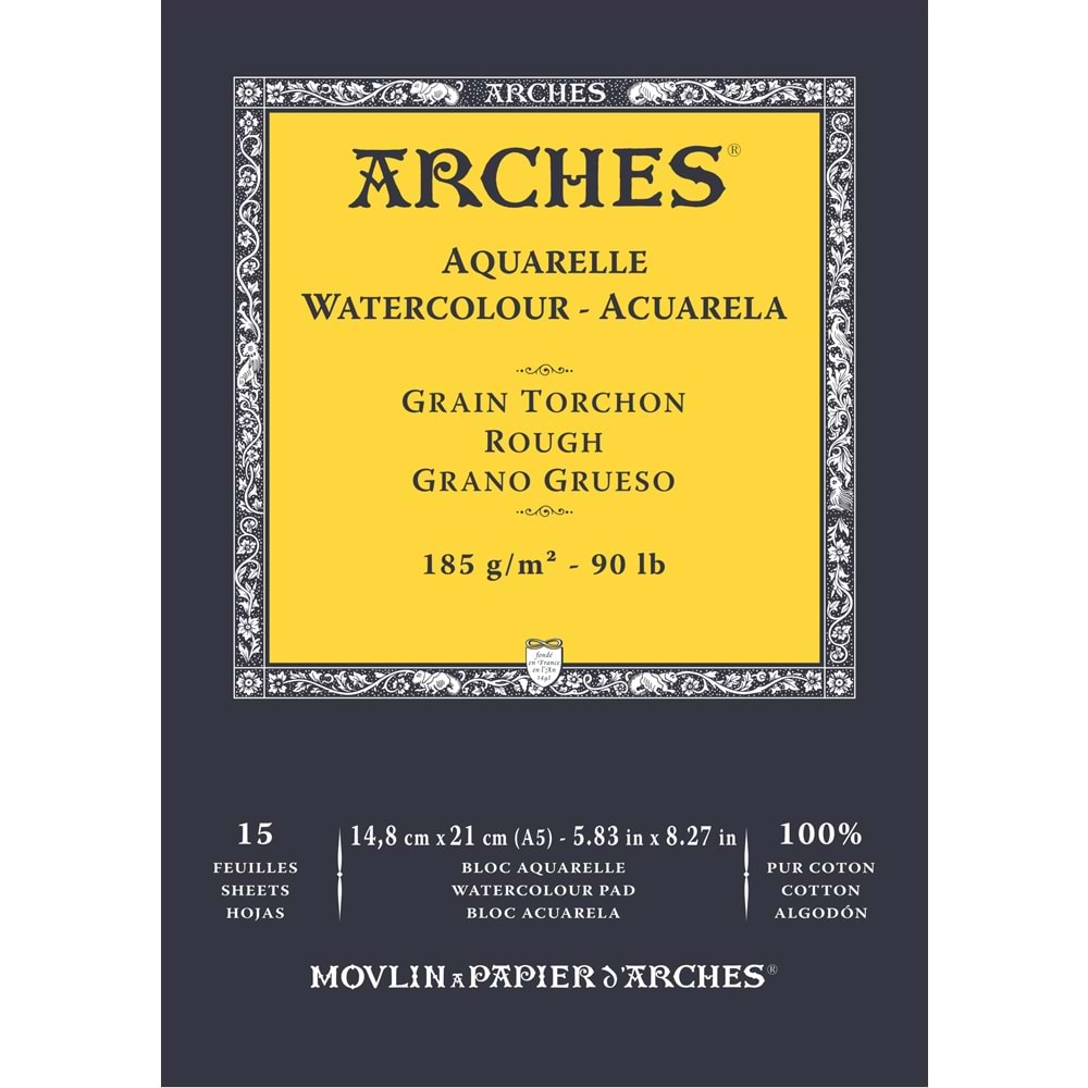 Arches Suluboya Defteri Rough Natural White 185 gr A5 15 Sayfa