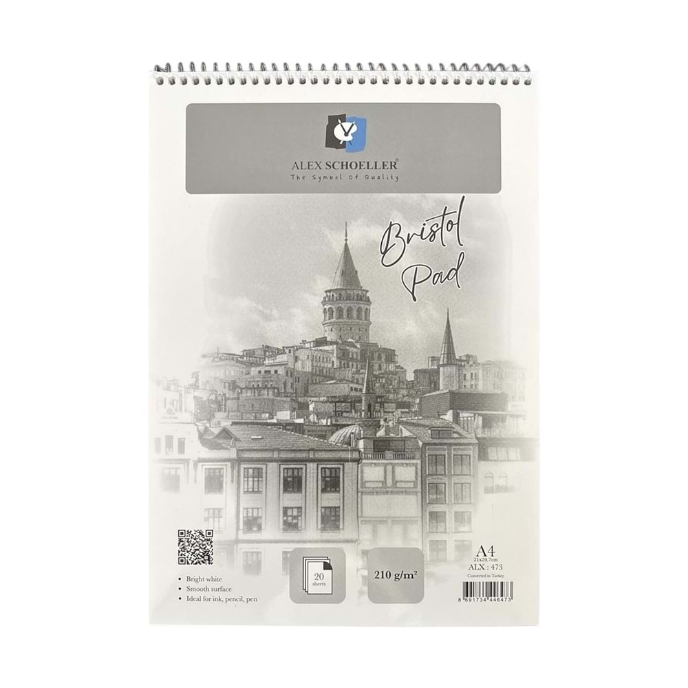 Alex Schoeller A4 210 gr Spiralli Bristol Pad 20 Yp. ALX473