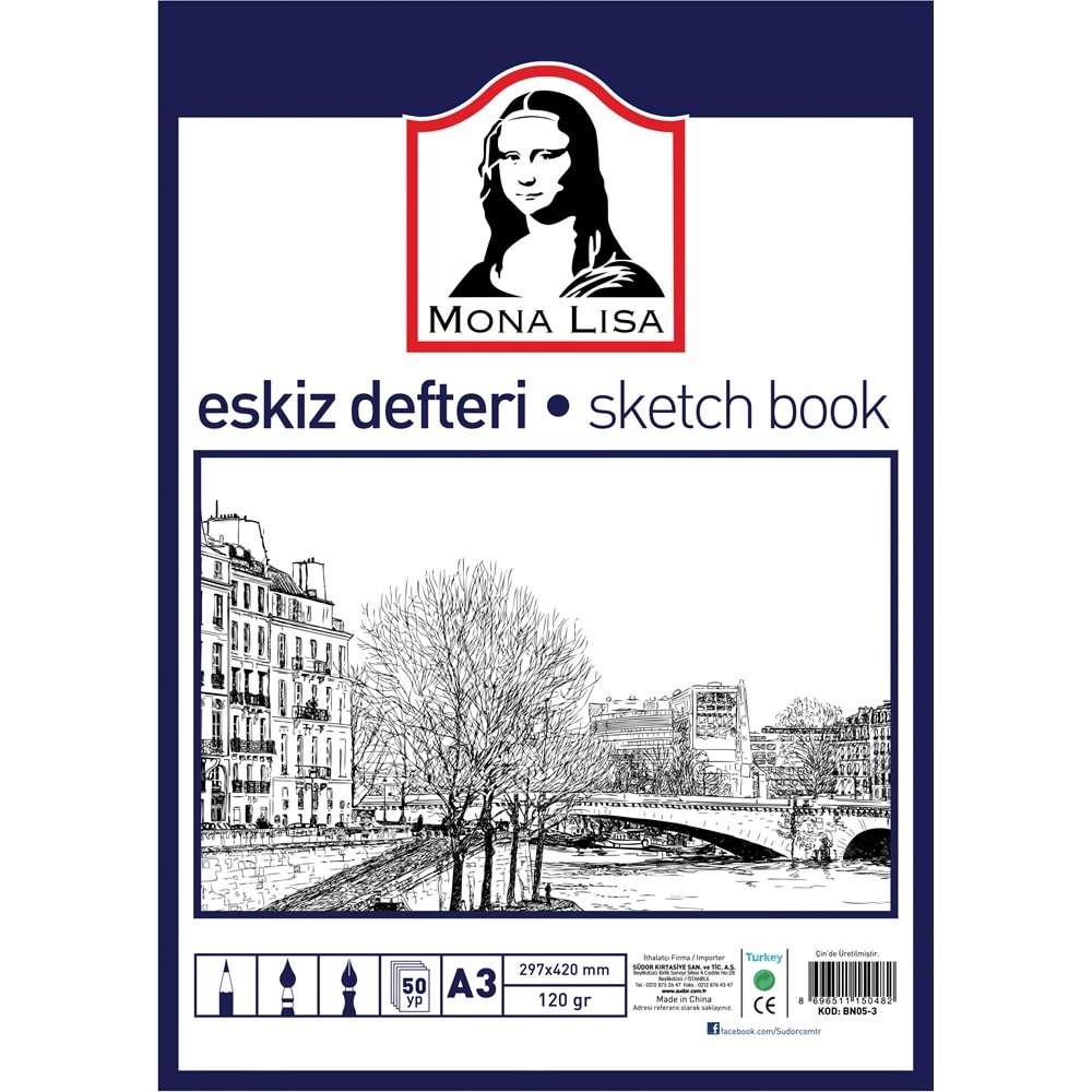 Südor Mona Lisa Eskiz Defteri (Sketch Book) A3 120 gr. 50 yp.