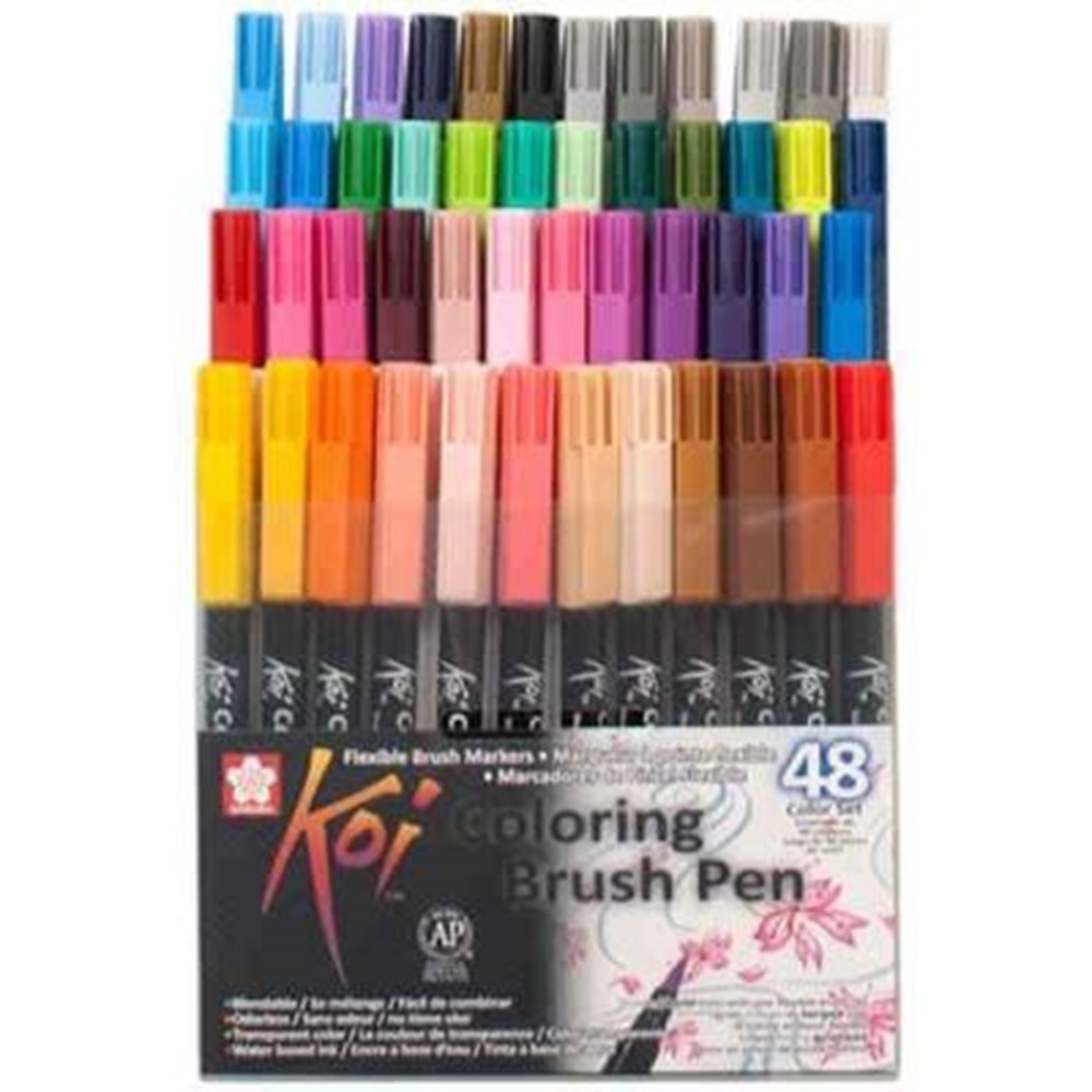 Sakura Koi Coloring Brush Pen 48 Renk Firça Uçlu Grafik Çizim Kalemi