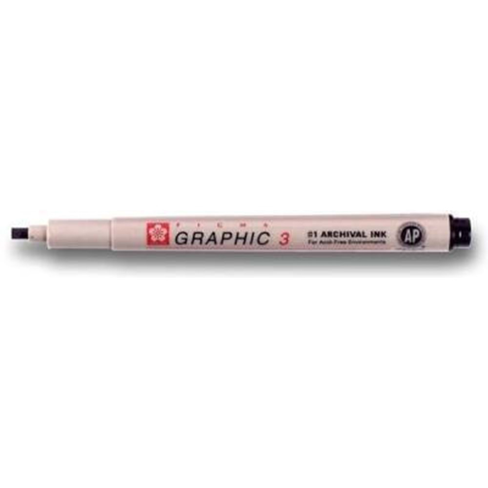 Sakura Pigma Graphic Kesik Uçlu Çizim Kalemi 3 mm Siyah