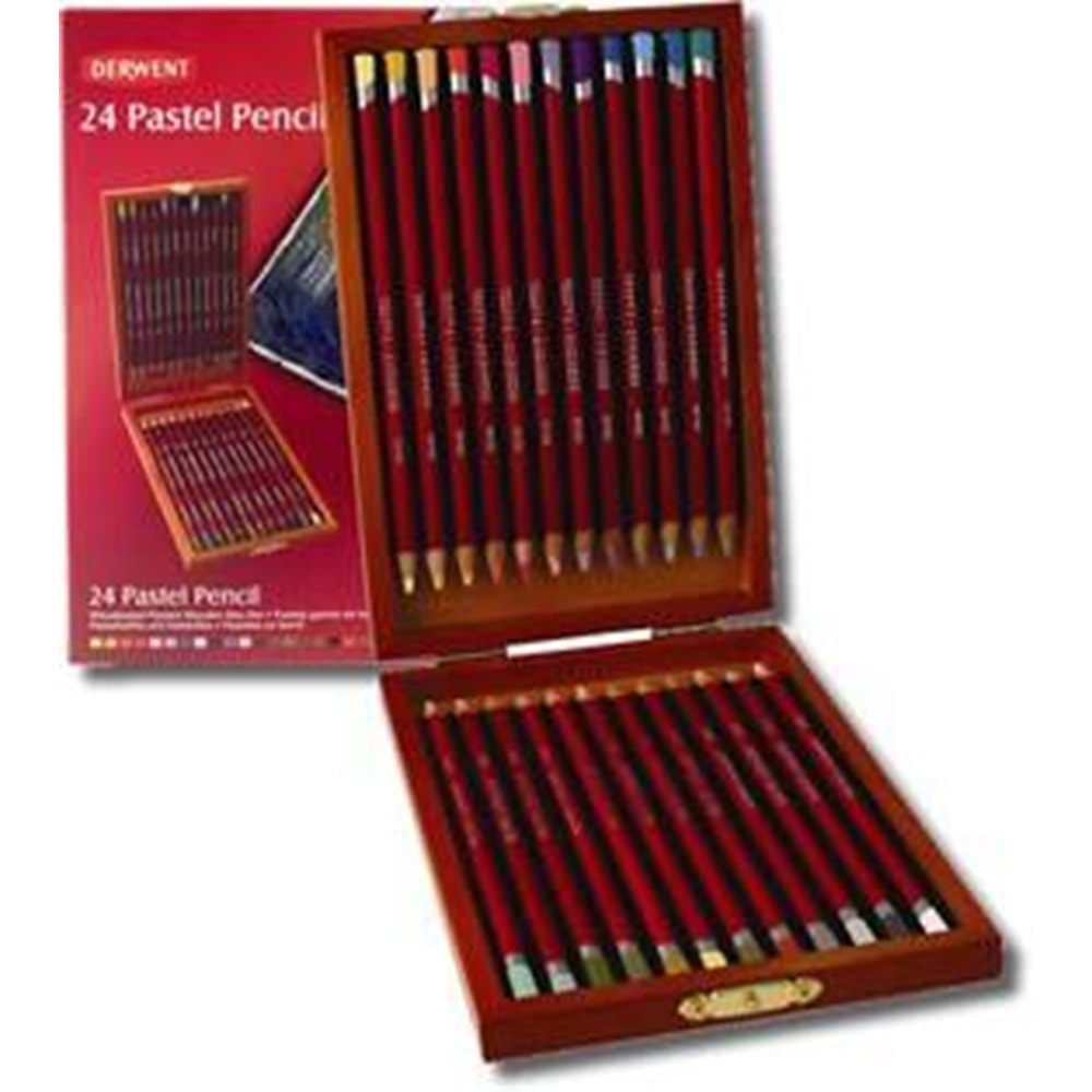 Derwent Pastel Pencil 24'lü Ahşap Kutu Pastel Kalem Seti