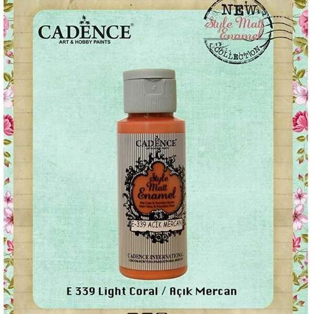 Cadence Style Matt Enamel Cam & Porselen Boyası 59 ml. E-339 Açık Mercan