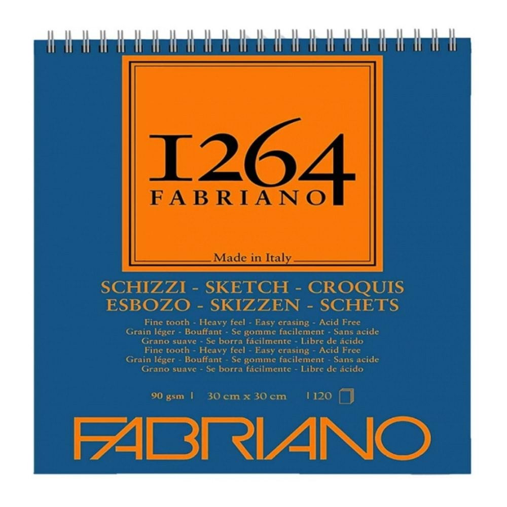 Fabriano 1264 Üstten Spiralli Eskiz Defteri 90 g 30x30 cm 120 Yaprak