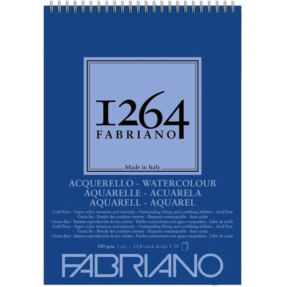 Fabriano 1264 Sulu Boya Defteri A5 Spiralli 300 g 20 Yaprak