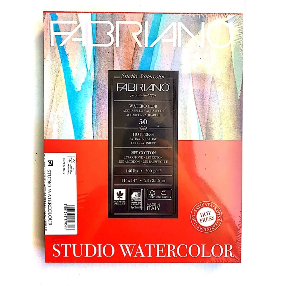 Fabriano Watercolour Studio Suluboya Blok 300 gr. 28x35,6 cm. 50 yp. Sıcak Basım