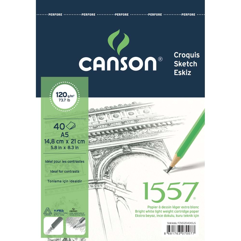 Canson 1557 Eskiz Defteri A5 120 g 40 Yaprak