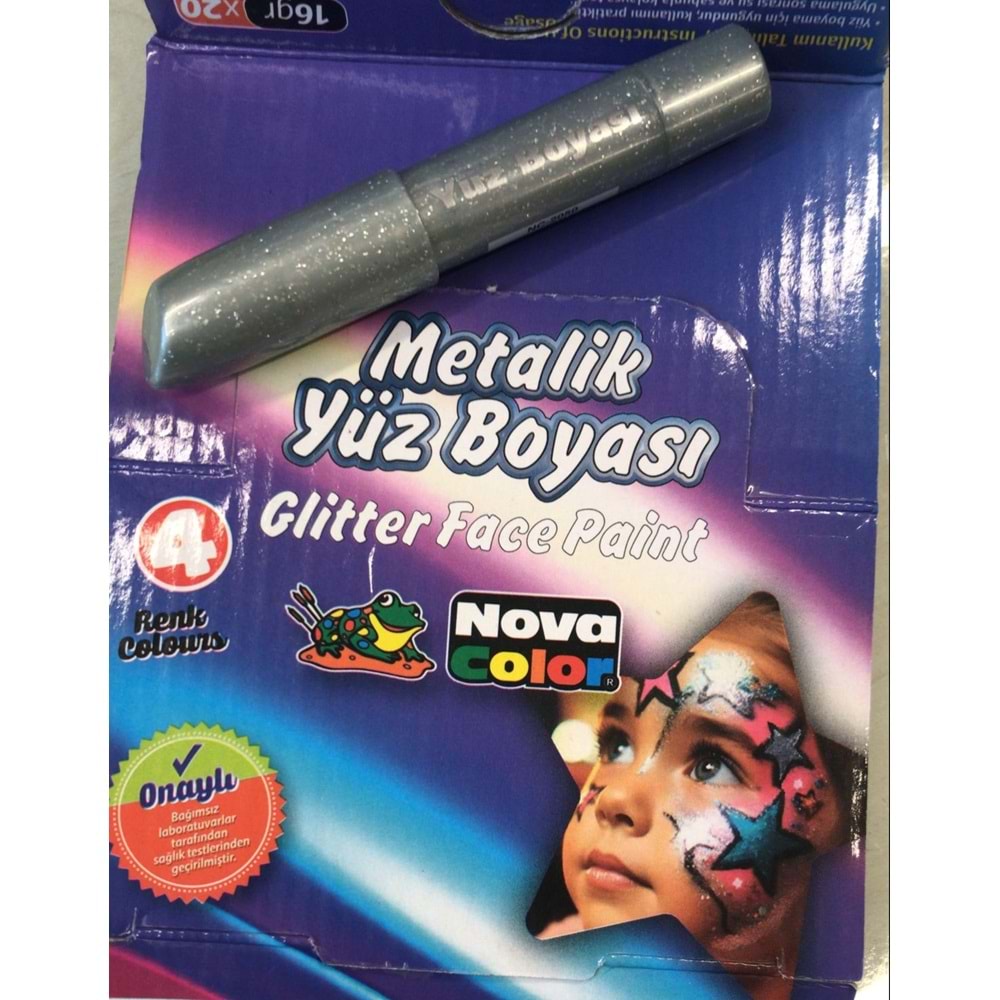 Nova Color Yüz Boyası Metalik Gümüş Renk Yüz Boyası