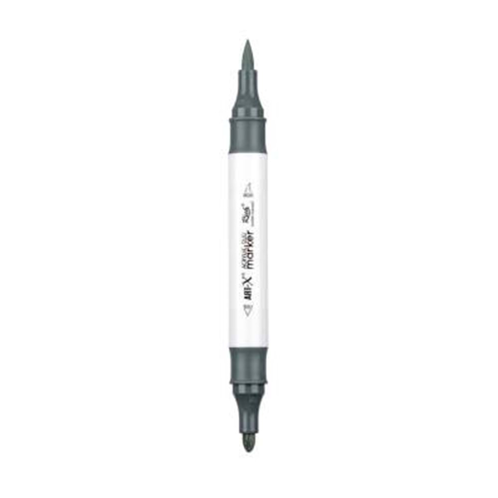 Rich Art-X Acrylic Duo Marker Çift Uçlu Su Bazlı Boyama Kalemi No:205 Koyu Gri