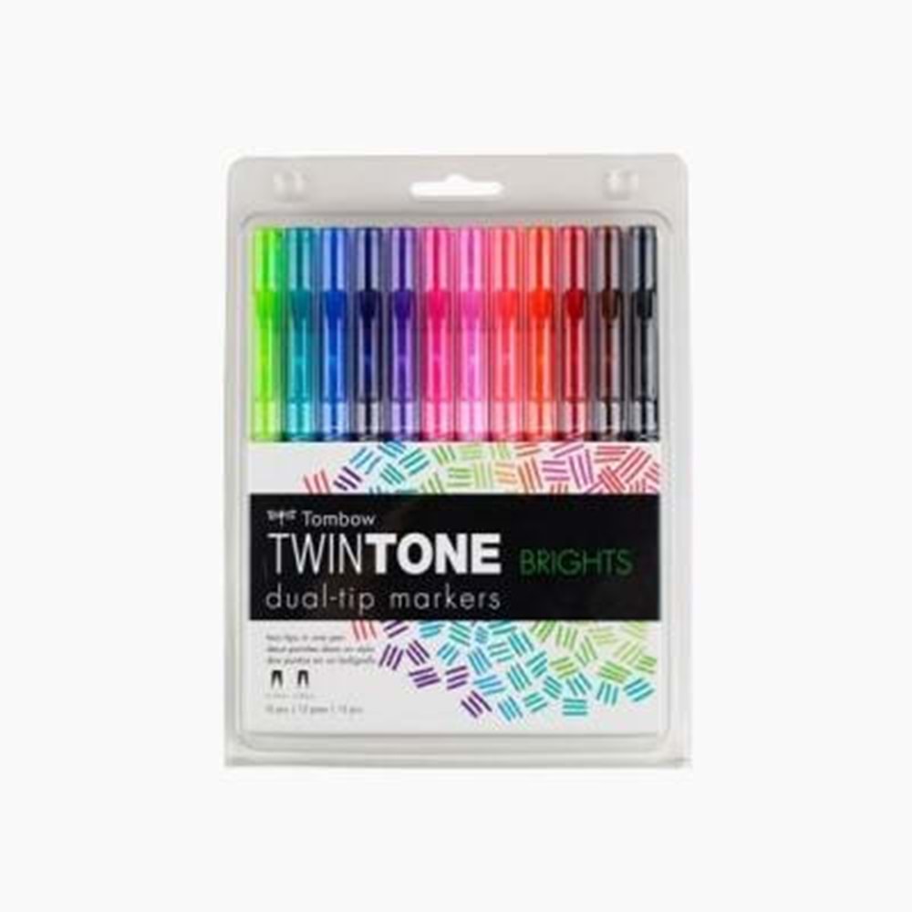 Tombow TwinTone Çift Uçlu Kalem 12'li Canli Renkler