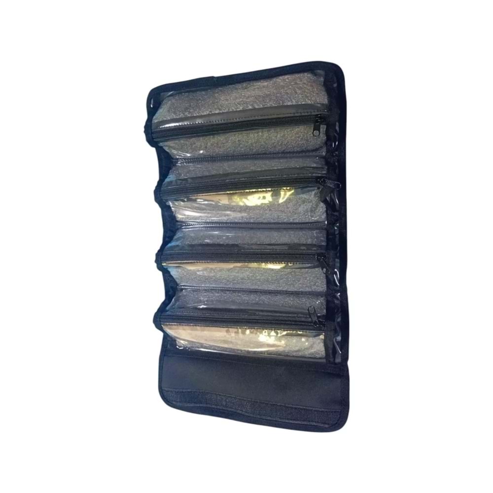 Pin Kumaş Dörtlü Kalem Çantası Desenli (En 25 cm-Yükseklik 10 cm)