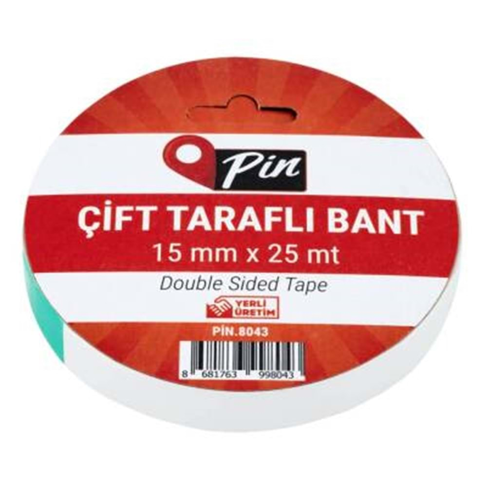 Pin Çift Taraflı Bant 15 mm x 25 mt