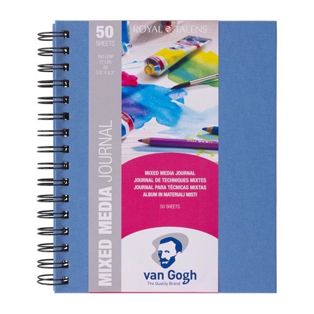Van Gogh Mixed Media Journal Sert Kapak Spiralli A5 160 gr 50 yp