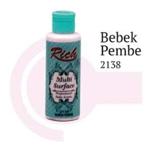 Rich Multi Surface Akrilik Boya 120ml 2138 Bebek Pembe