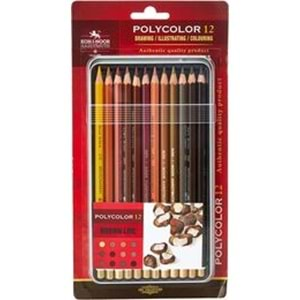 Koh-i Noor Polycolor Artist Kuru Boya Kalemi Seti 12 Renk Kahverengi Tonlar Metal Kutu