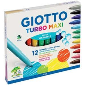 Giotto Turbo Maxi Kalın Uçlu Keçeli Boya Kalemi 12 Renk