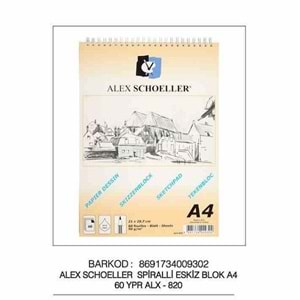 Alex Schoeller Eskiz Blok Üstten Spiralli A4 90gr. Eskiz Defter 60 Yaprak Eskiz Defteri 820