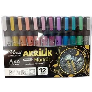 Masis Akrilik Markör Metalik Renkler 12 Renk 4.0 mm