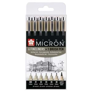 Sakura Pigma Micron 6+1 Teknik Çizim Kalem Seti