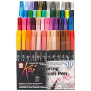 Sakura Koi Coloring Brush Pen 48 Renk Firça Uçlu Grafik Çizim Kalemi