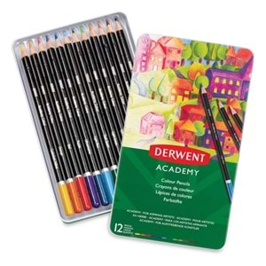 Derwent Academy Colour Pencils Kuru Boya Kalemi 12'li Teneke Kutu