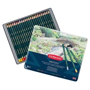 Derwent Artists Pencils Kuruboya Kalemi 24'lü Teneke Kutu