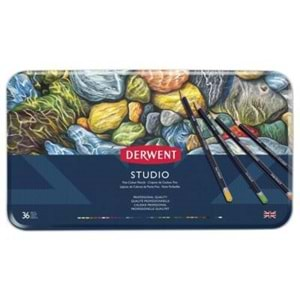 Derwent Studio Pencils Kuruboya Kalemi 36'lı Teneke Kutu