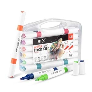 Rich Art-X Acrylic Duo Marker Çift Uçlu Su Bazlı Boyama Kalemi 12 Renk Set